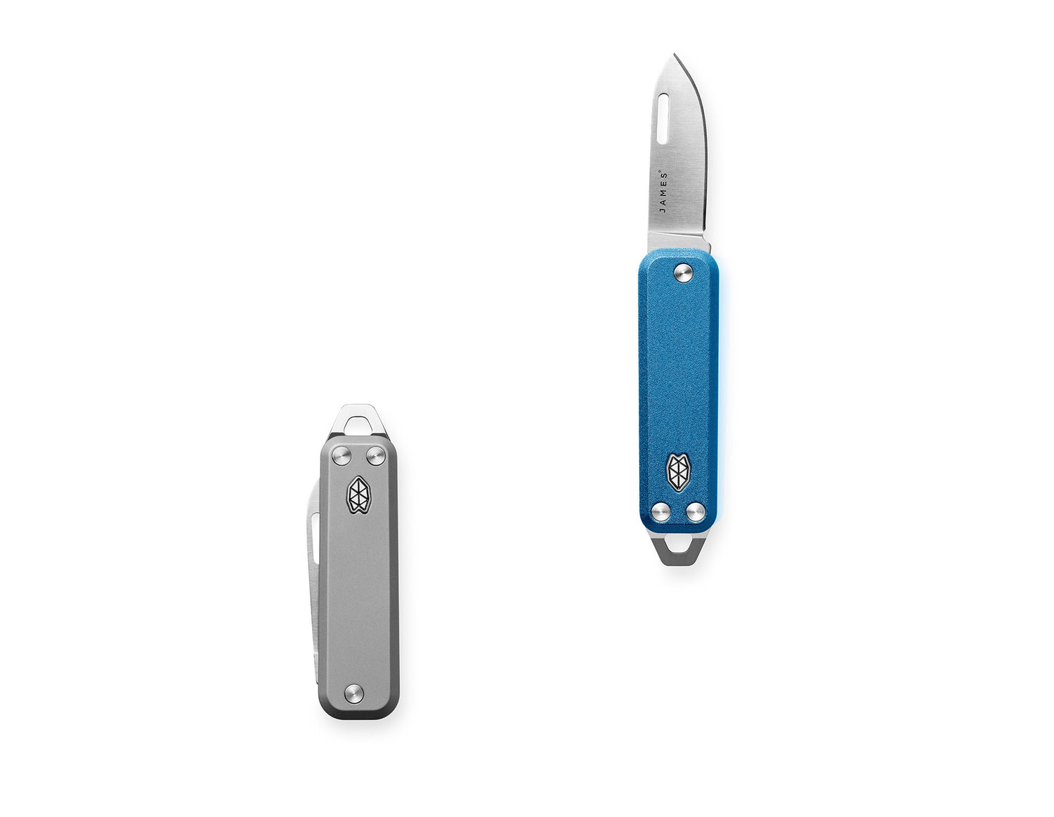 The Elko EDC keychain slip joint folding pocket pictured opened and closed.