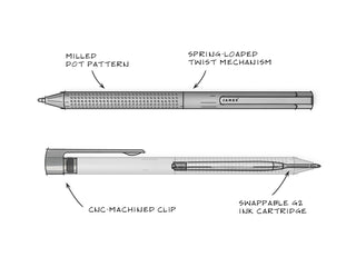 A sketch of The Bolen EDC twist pen.
