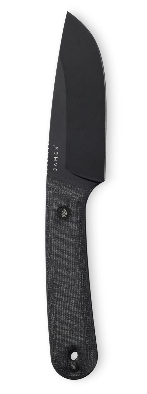The Hell Gap knife with black handle and black blade.