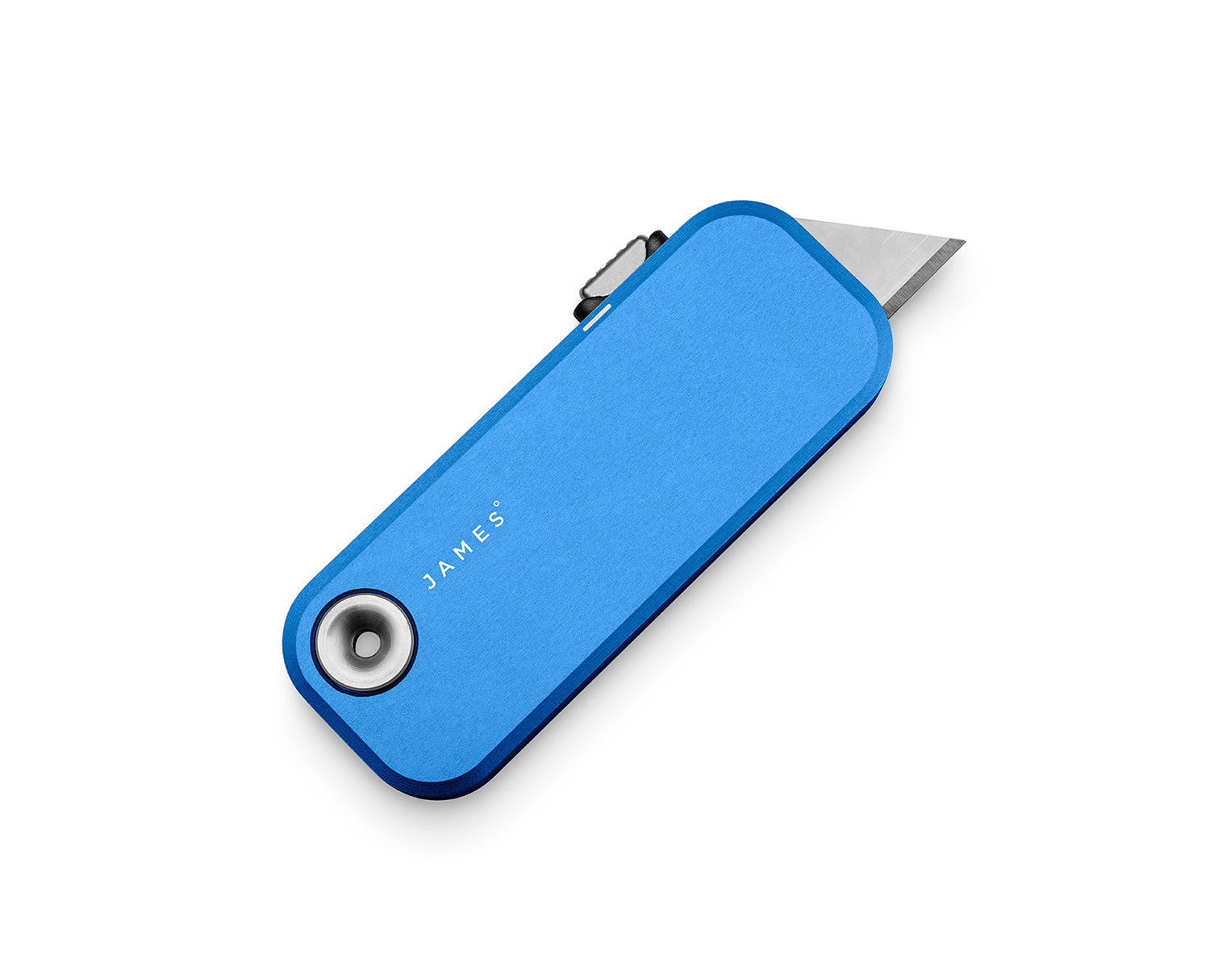 The Palmer utility box cutter knife with cerulean blue colored case.