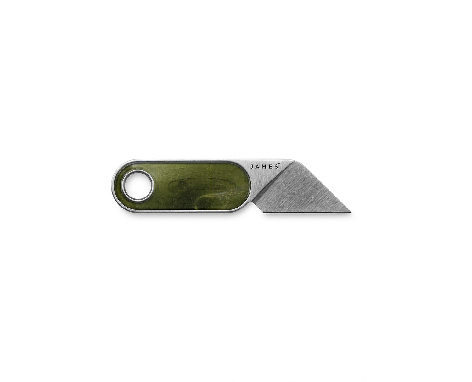 The Abbey knife with tie dye green handle and stainless steel blade.