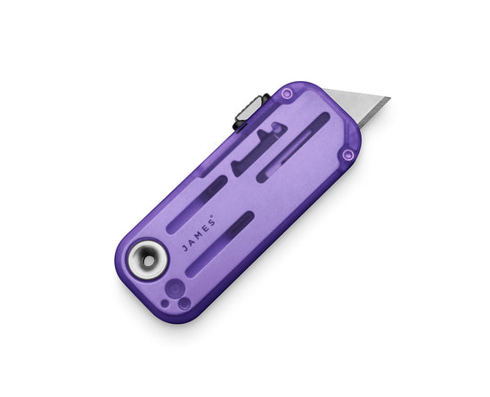 The Palmer Clear EDC utility knife in atomic purple.