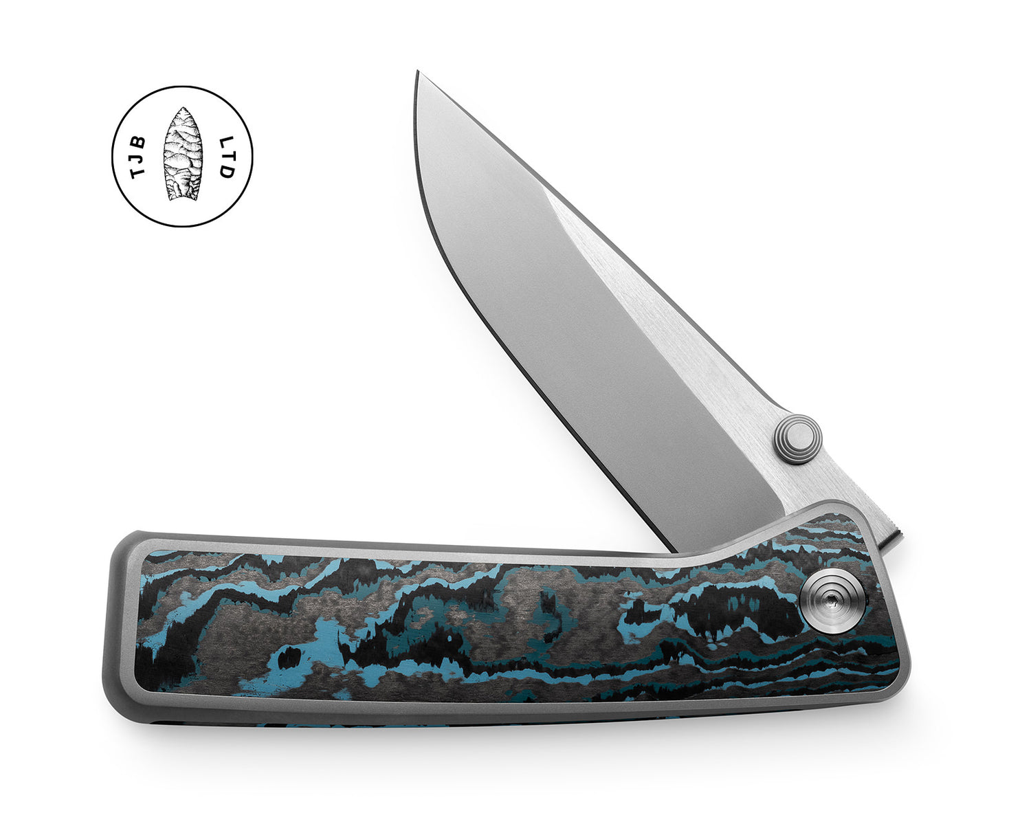 The Barnes limited edition integral titanium pocket knife in Artic Storm.