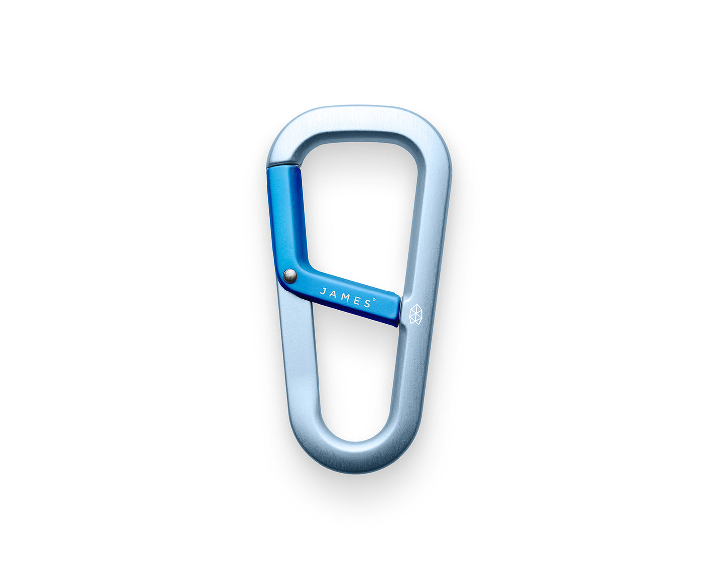 The Hardin keychain carabiner in sea wave blue and cerulean.