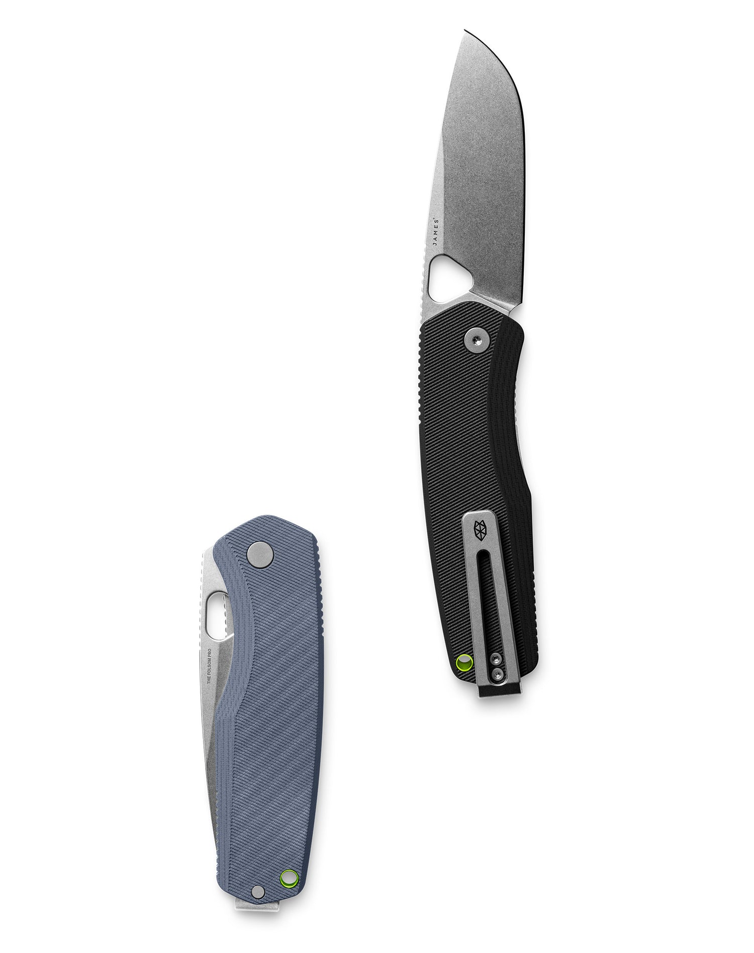 The Folsom Pro EDC pocket knife shown opened and closed.