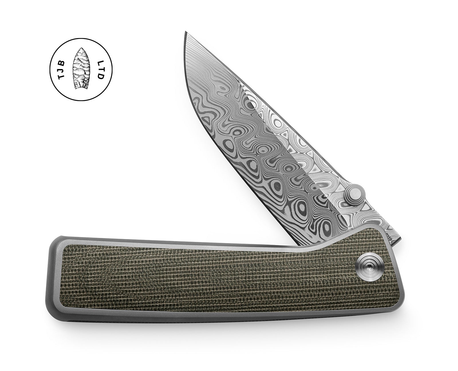 The LTD Barnes in OD Green Micarta and Damasteel.