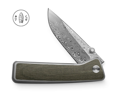 The LTD Barnes in OD Green Micarta and Damasteel.