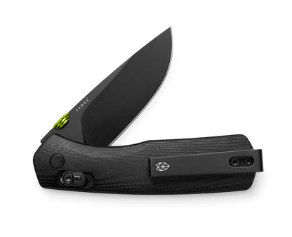 The Carter EDC pocket knife with a black blade and black handle.