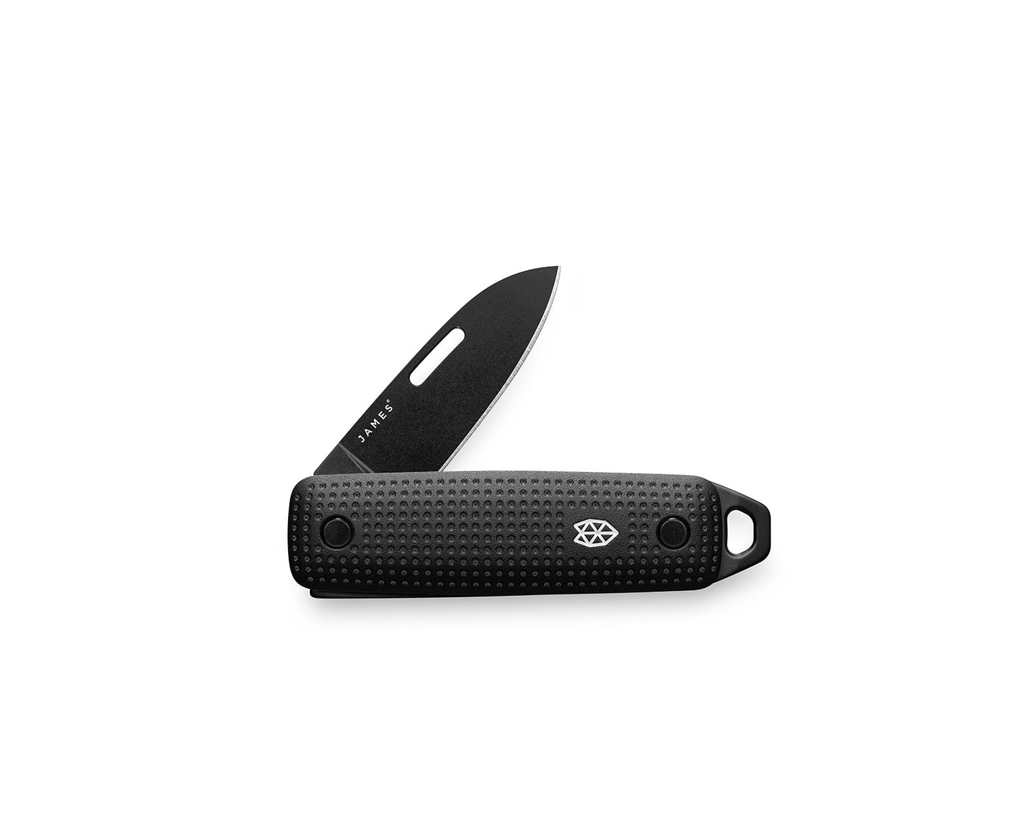 The Elko keychain pocket knife in black + black.