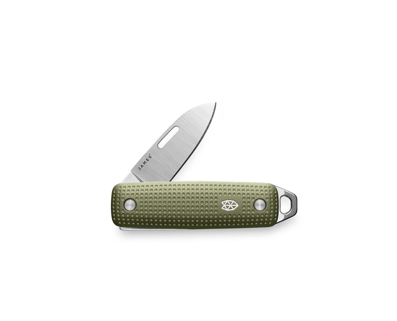 The Elko keychain pocket knife in grove + stainless.