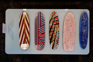 Painted skateboard decks from Mark Oblow.