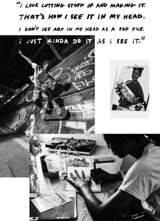 A collage of professional skateboarder Beatrice Domond. 