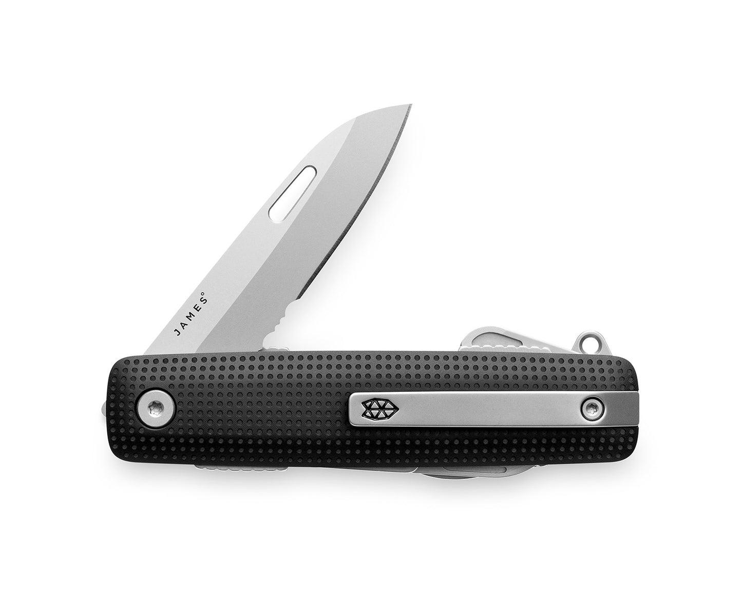 The Helton EDC premium multitool in black + stainless.