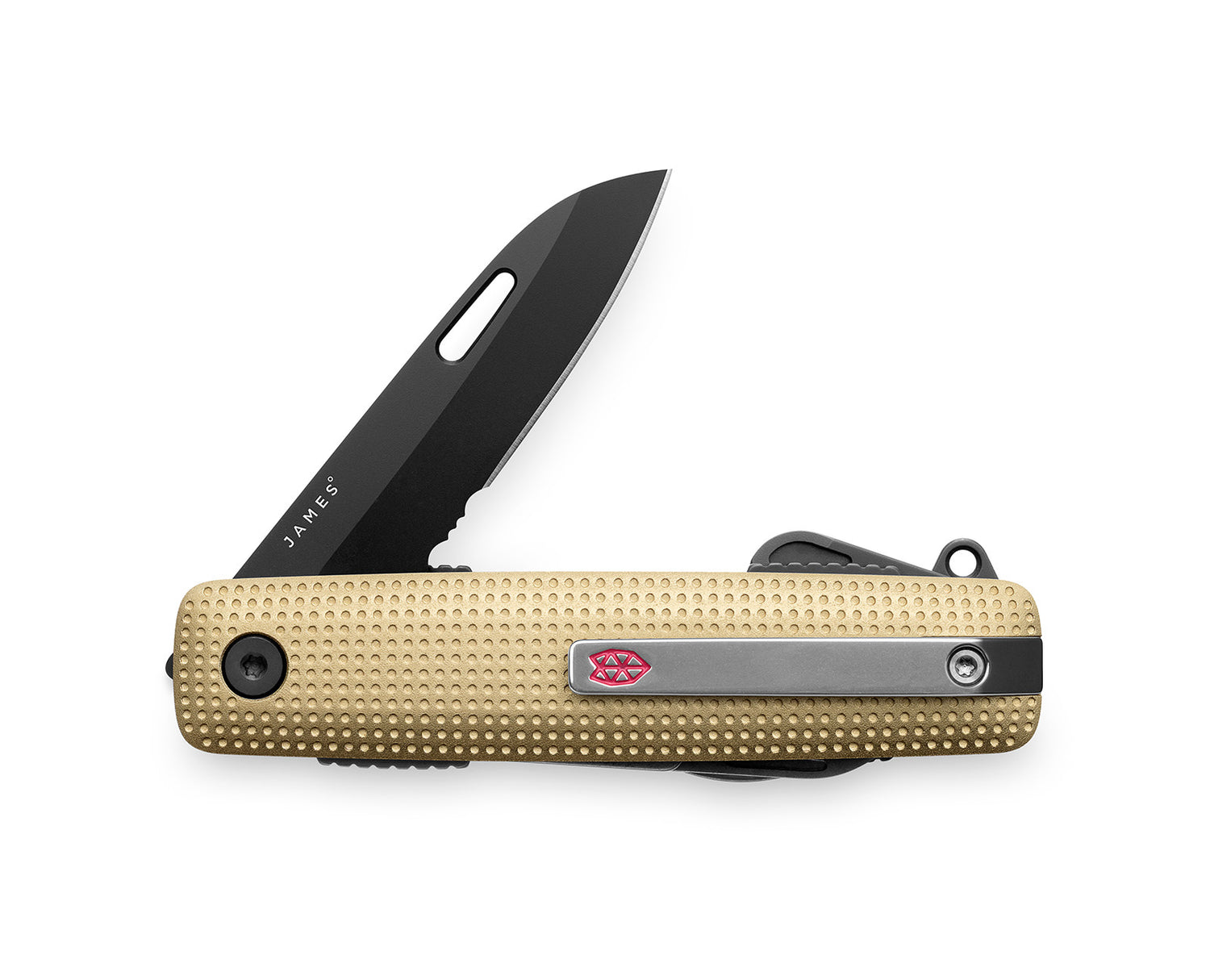 The Helton EDC premium multitool in buttermilk + black.