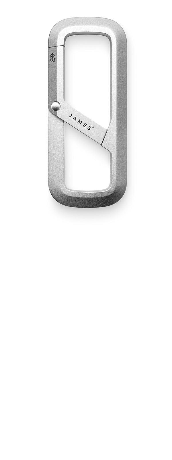 The Madison EDC keychain carabiner in stainless steel.