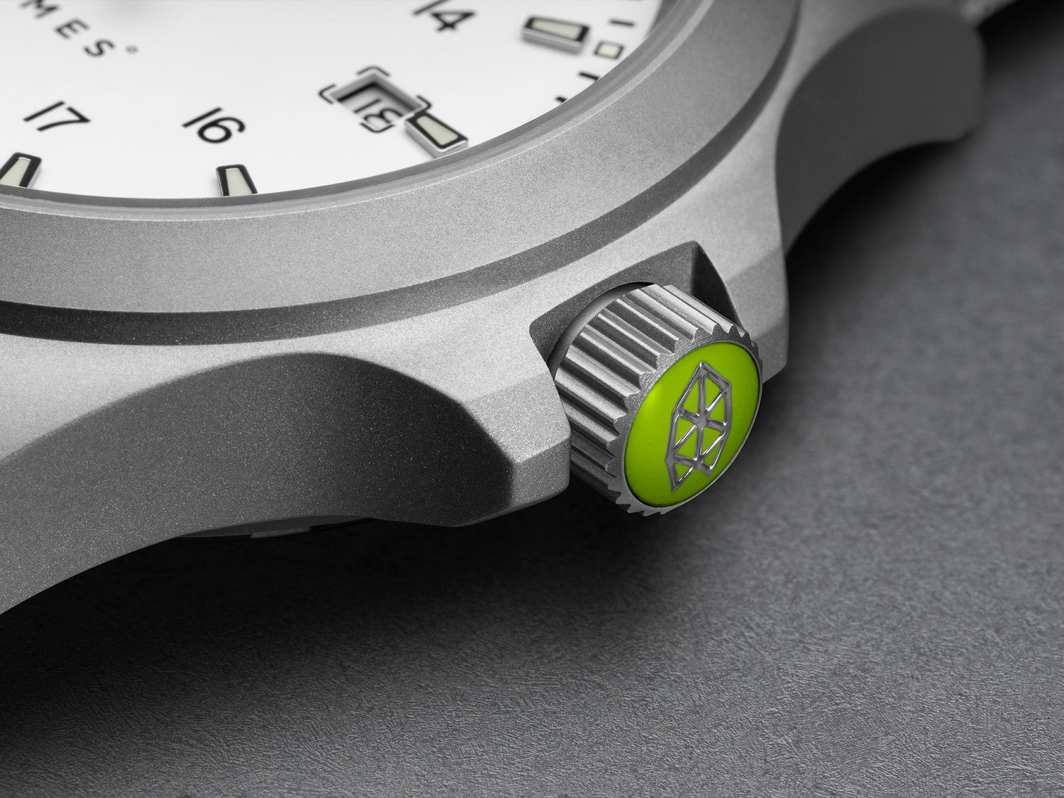 timex watch detail crown on steel