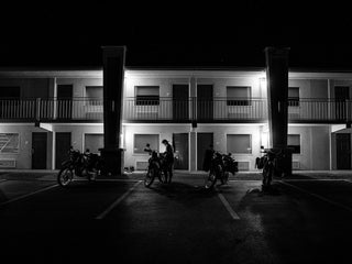 motorcycles parked at motel