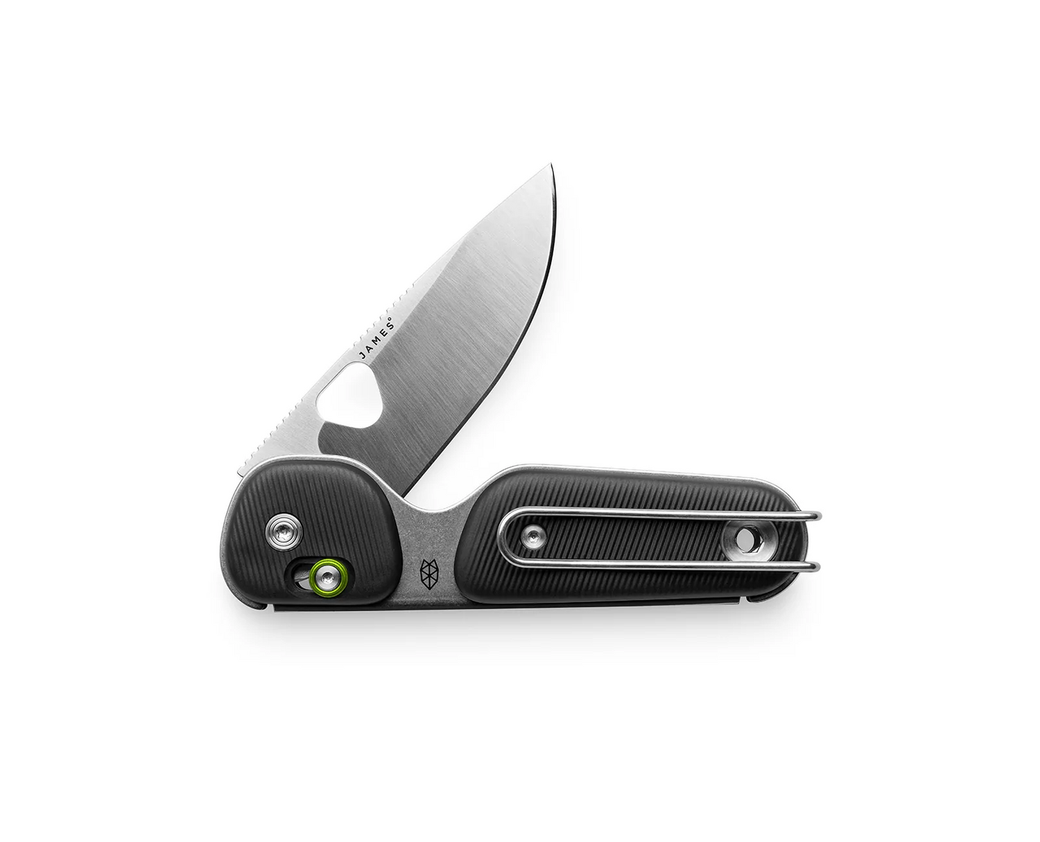 The Redstone EDC pocket knife with a slide lock in black and stainless steel.