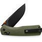 The Carter knife with OD green and orange accent case and black blade.
