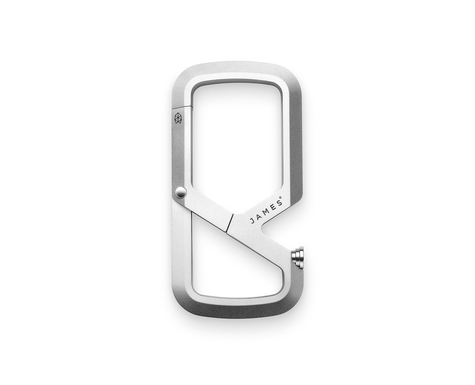 The Mehlville EDC keychain carabiner in silver.