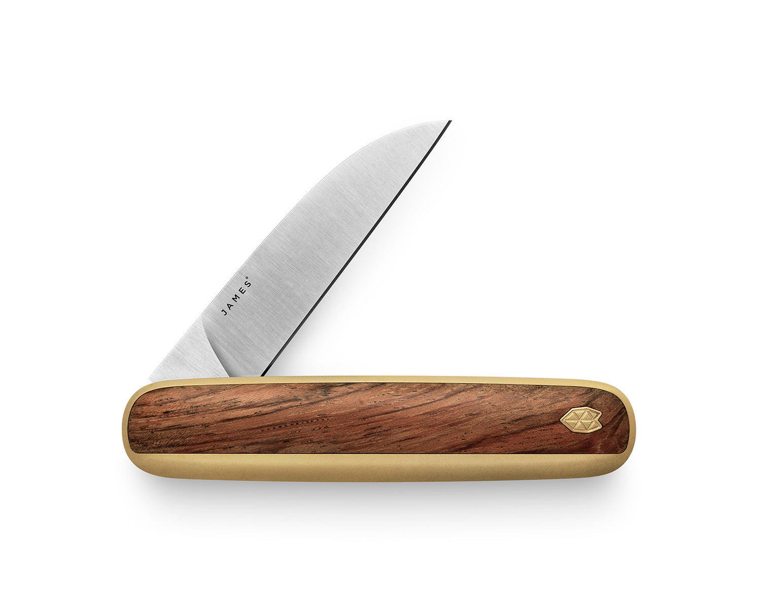 The Pike knife with rosewood and brass handle and stainless steel blade