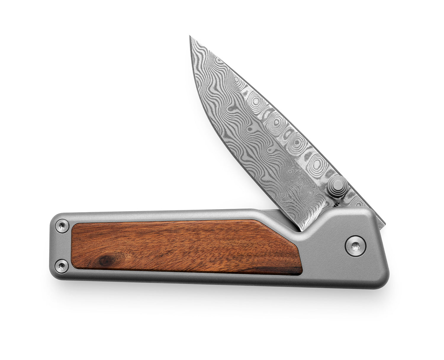 The Chapter knife with rosewood handle and decorative stainless steel blade.