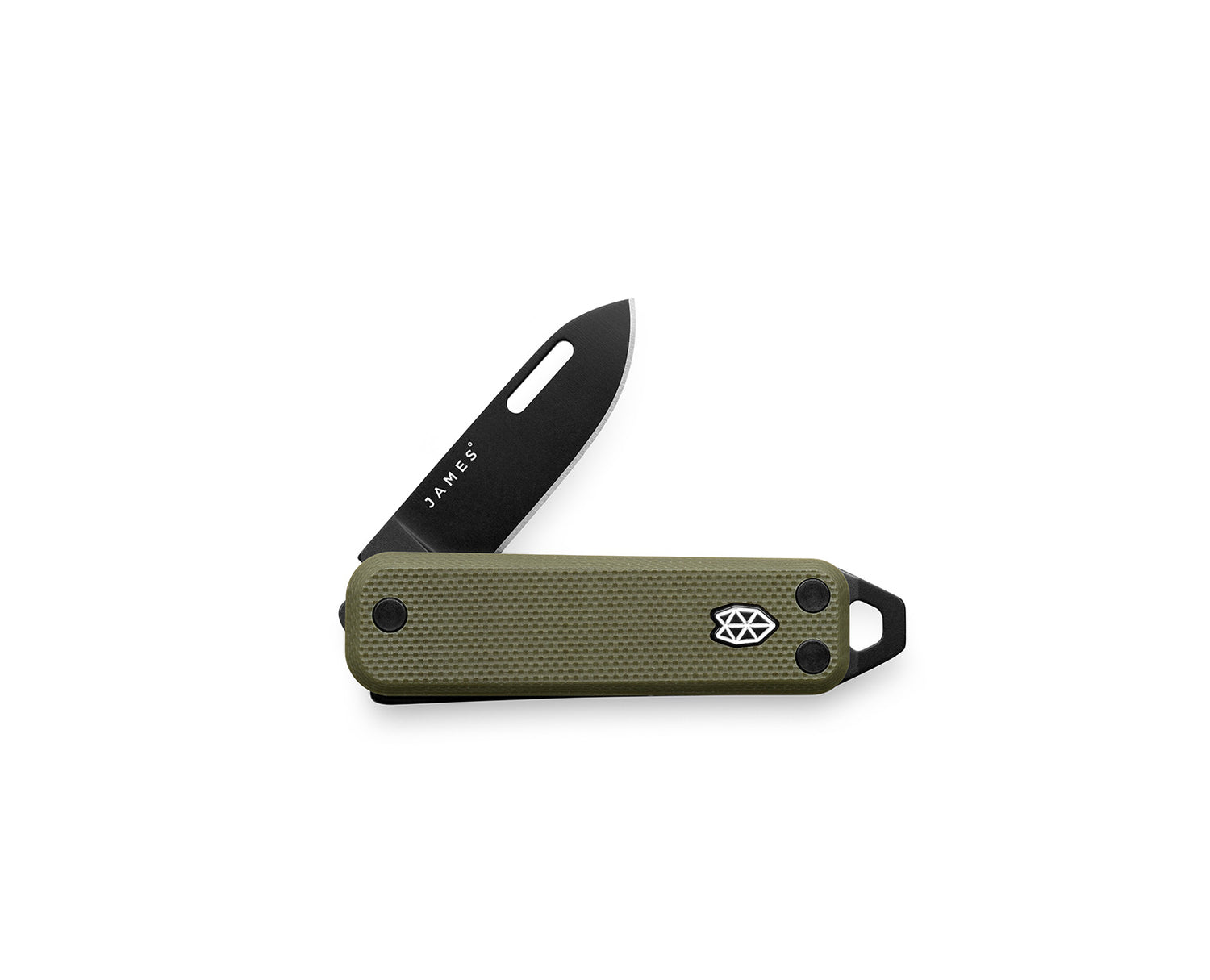 The Elko knife with OD green handle and black blade.