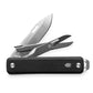 The Ellis multi-tool with black handle and stainless steel tools.