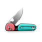 The Redstone knife with coral turquoise handle and stainless steel blade.