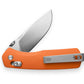 The Carter knife with orange handle and stainless steel blade.