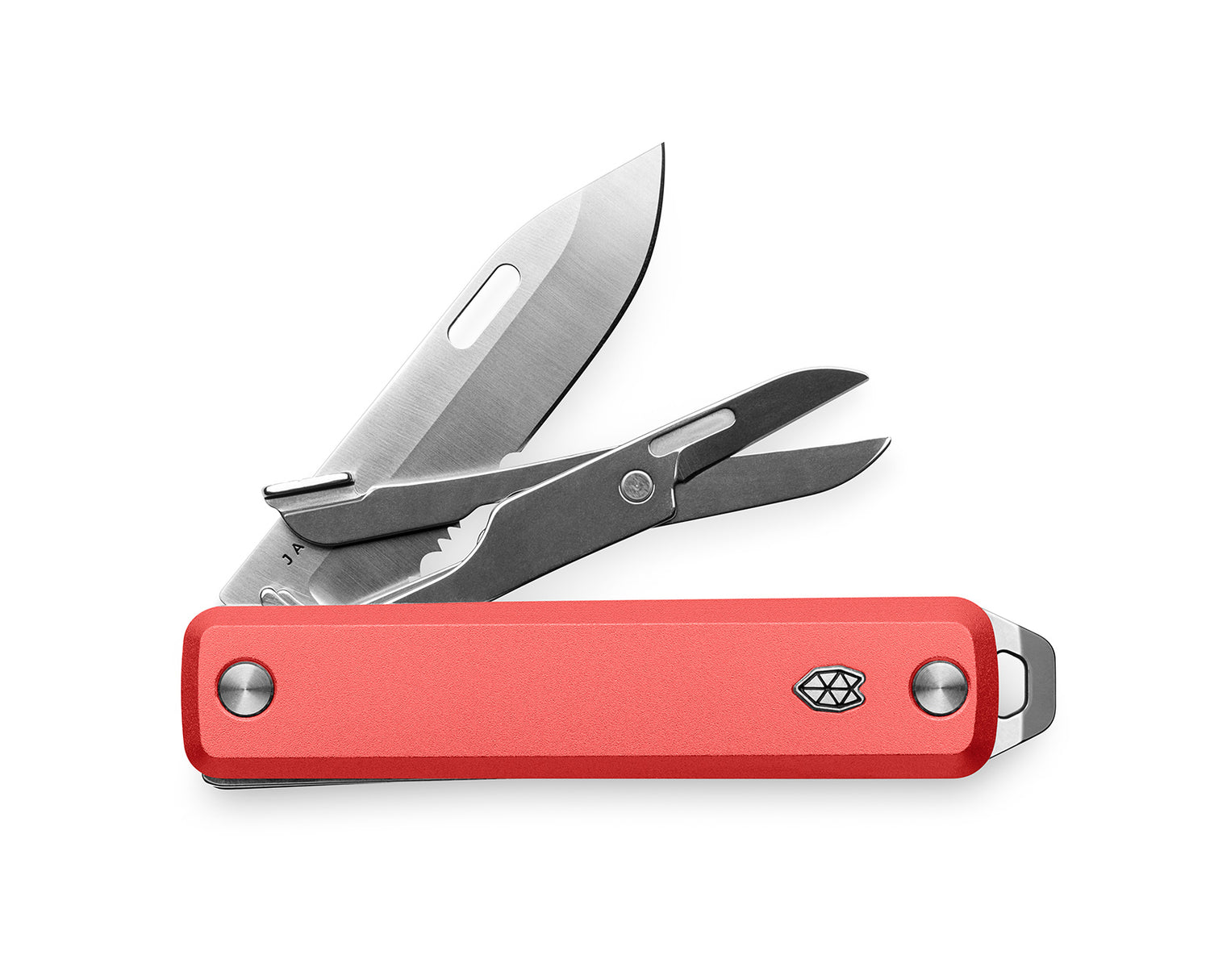 The Ellis multi-tool knife with coral handle.