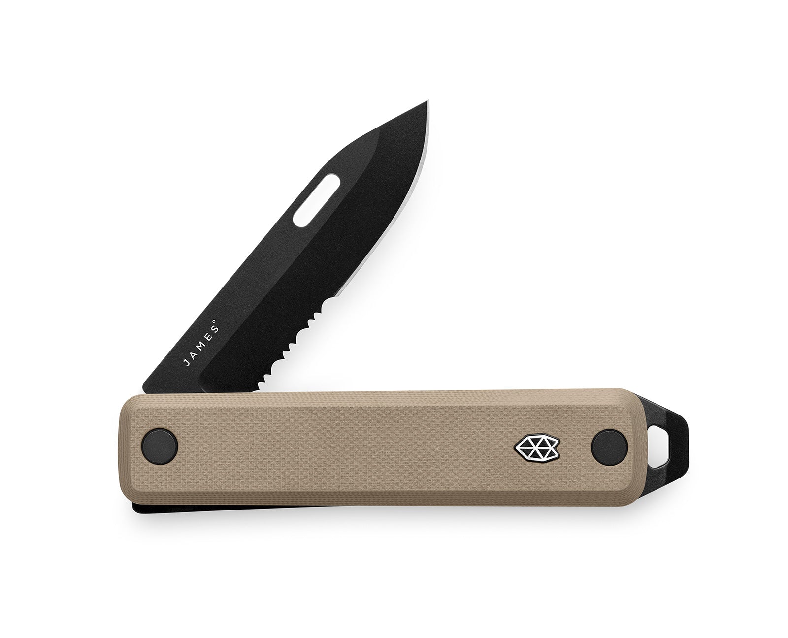 The Ellis Slim knife in coyote tan with black blade.