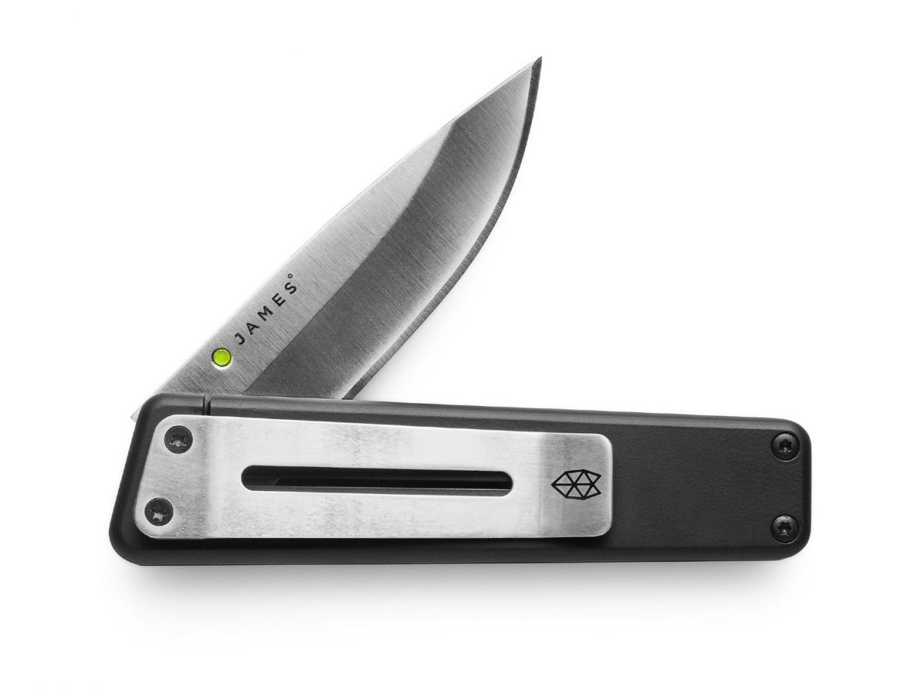 The Chapter knife with black handle and stainless steel blade.