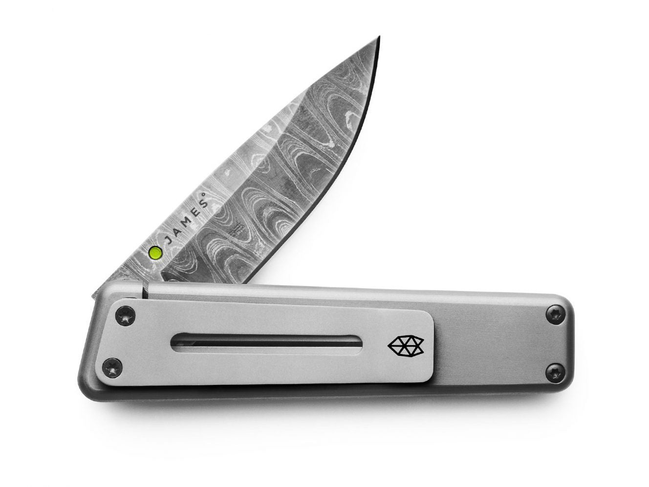 The Chapter knife with titanium handle and decorative stainless steel blade.