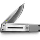Chapter knife with titanium handle and serrated stainless steel blade.
