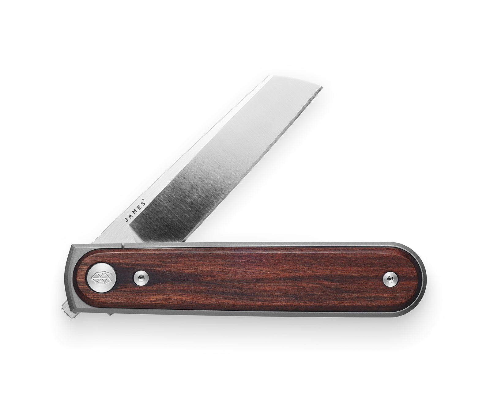 The Duval knife with rosewood handle and stainless steel blade.