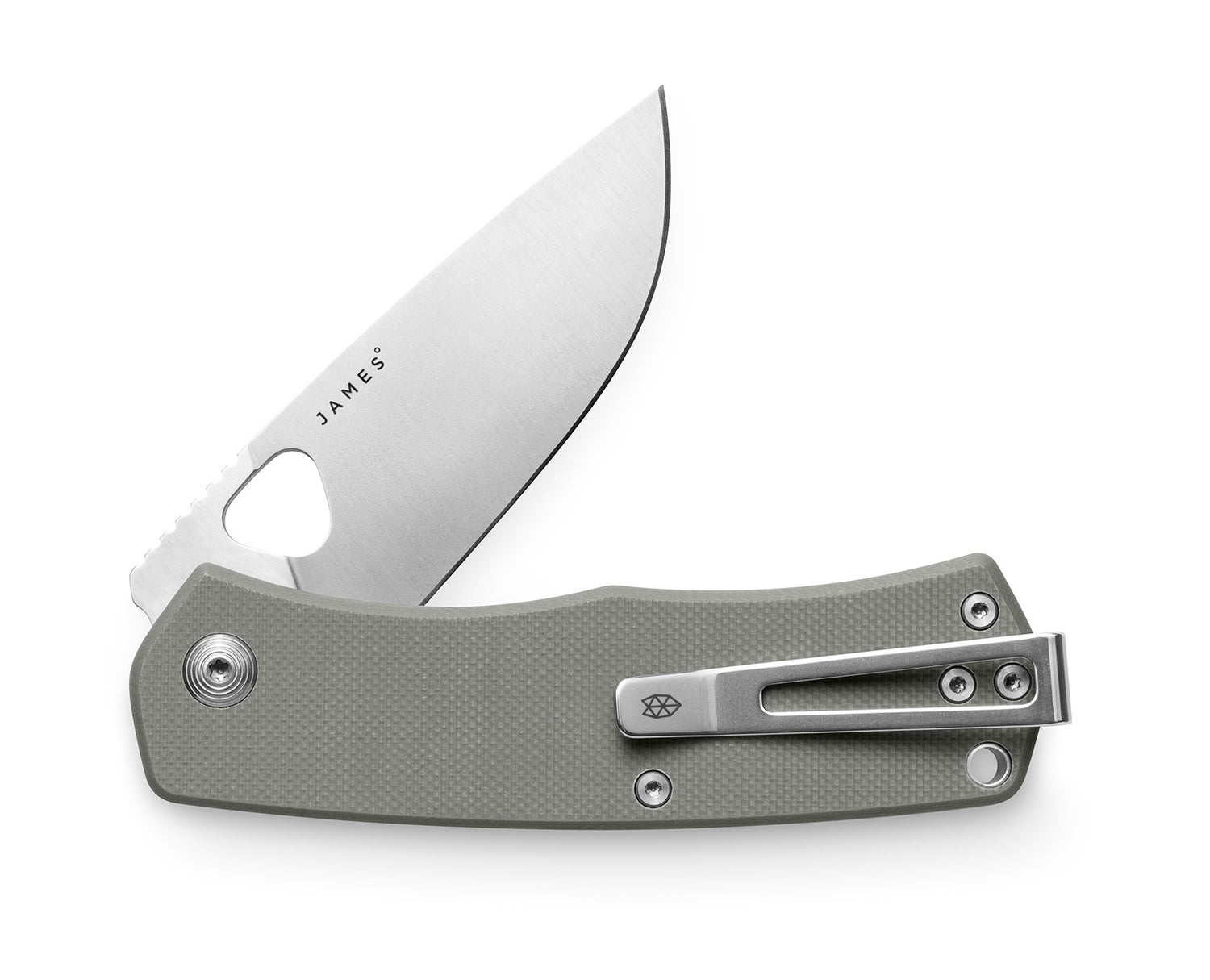 The Folsom blade with primer gray handle and stainless steel blade.
