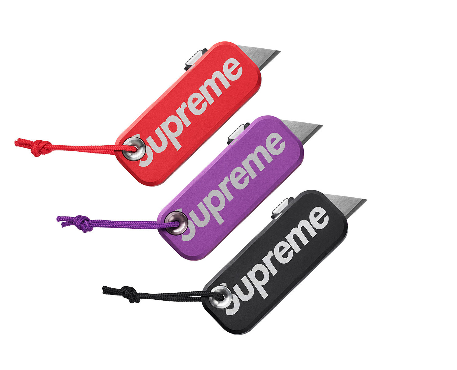 The Palmer Supreme knife with red, purple and black cases.