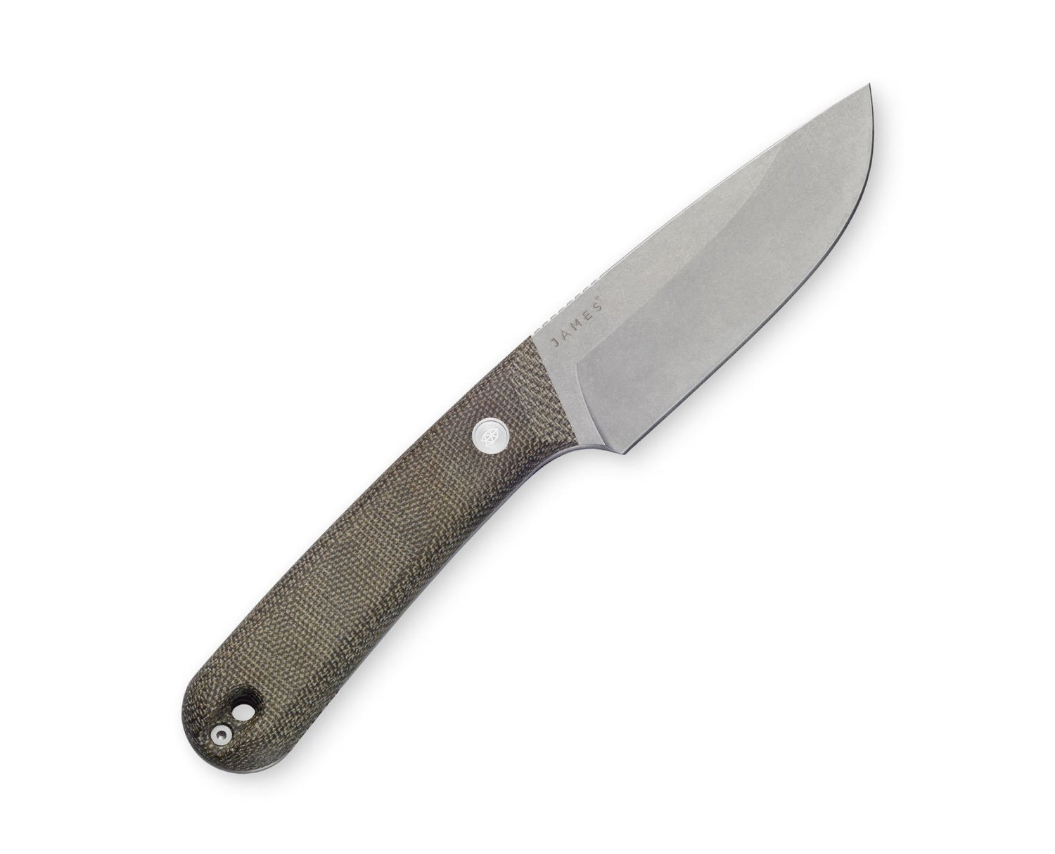 The Hell Gap knife with OD green micarta handle and stainless steel blade.